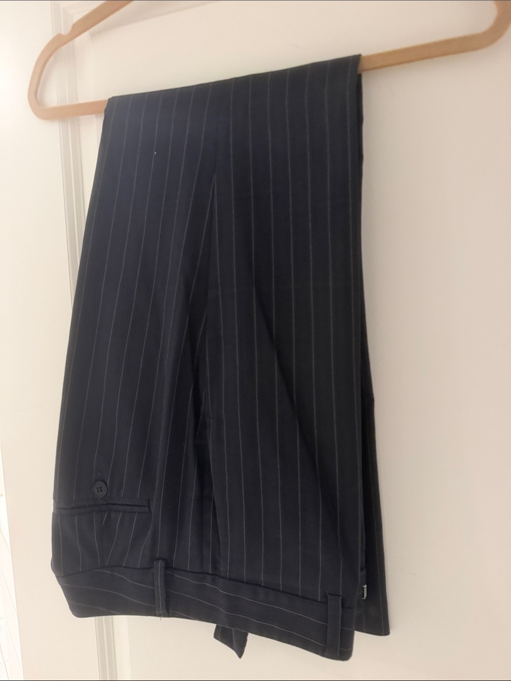 Zara Women's Navy Pinstripe Trousers
